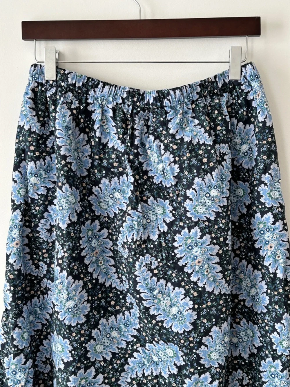 J. Crew Black and Light Blue Floral Midi/MAXI Skirt